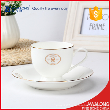Osso de porcelana xícaras de chá de uso de restaurante com copos de chá de design simples para promoção de venda